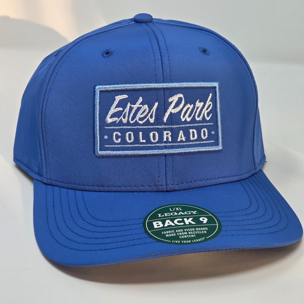 NEW Estes Park Colorado L/XL‎ Fitted Flex Cap Hat Royal Blue Legacy 92